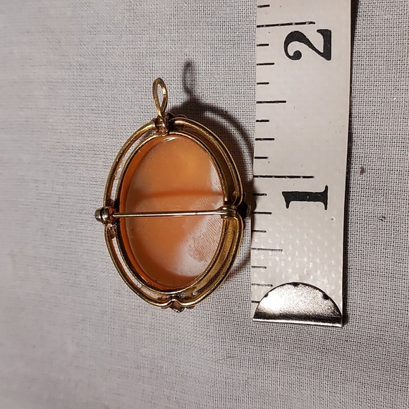 Vintage PR. ST. Co. 1/20 12K GF Cameo Pendant or Pin Hand Carved Shell Woman - Picture 2 of 10